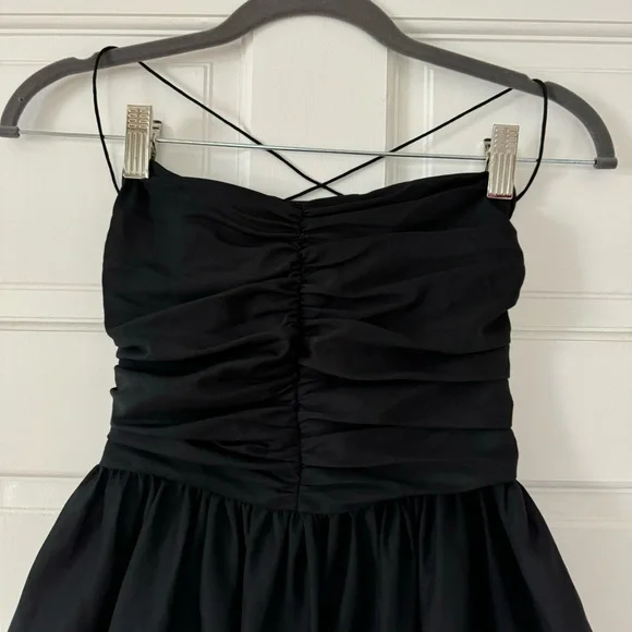 Matteau Gathered Lace Up Silk Cotton Maxi Dress Black Size 3 US 6 - Picture 6 of 11